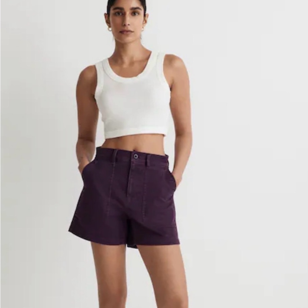 Madewell Perfect Fatigue Mid-Length Shorts Plum